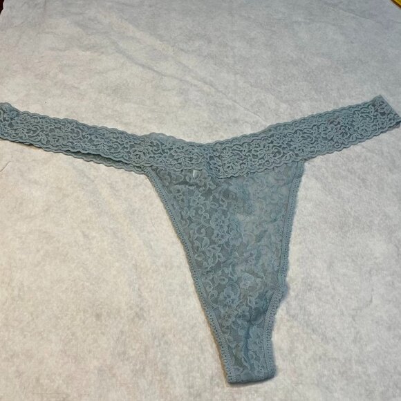 BP Lace Low-Rise Thong Blue Grey Floral Stretch Lingerie Panty Plus 4X - Picture 3 of 10